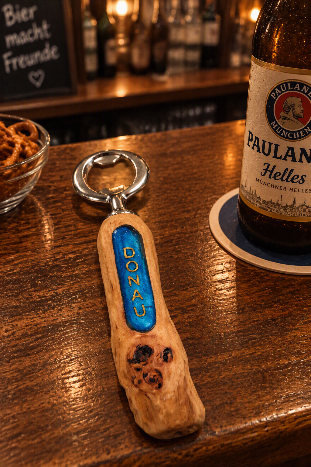 Flaschenöffner Bar Bier Wein Werbemittel Geschenk Firmen Werbegeschenk Holz Weinrebe Unikat