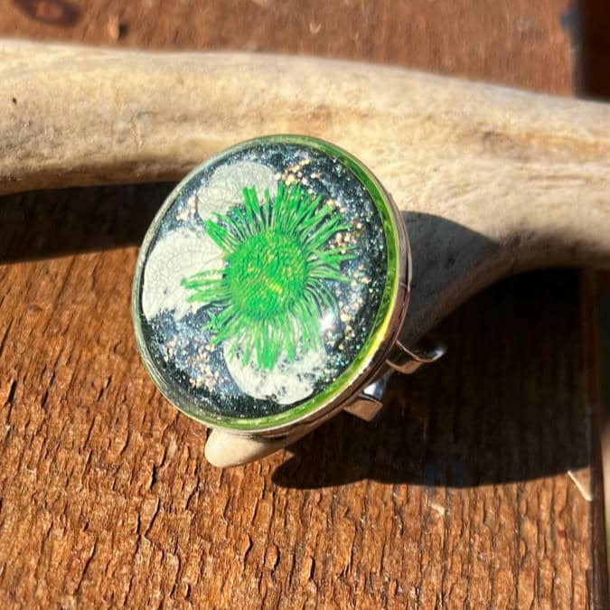 Edelstahl-Ring verstellbar mit Blumen (Art. 345)