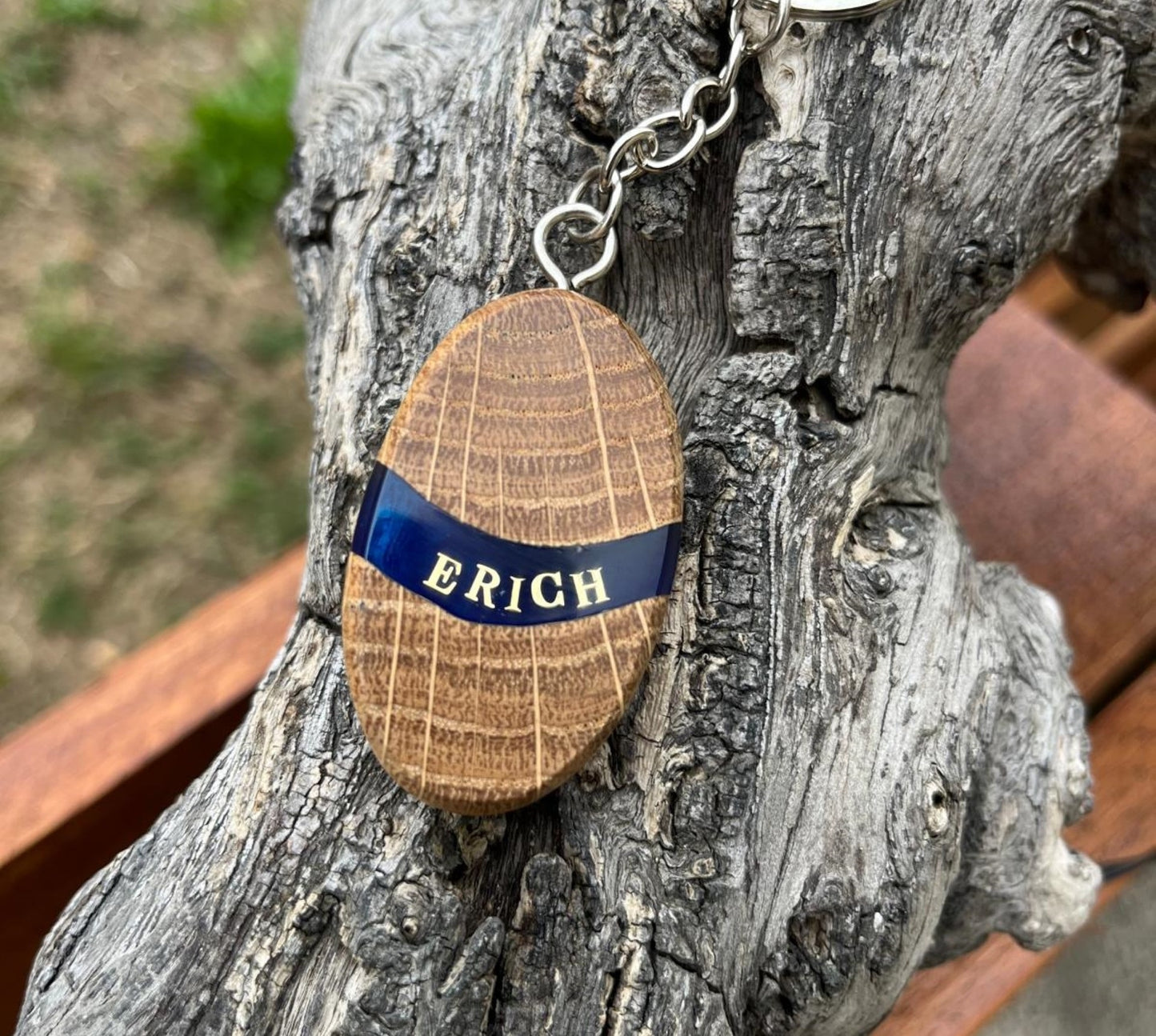 Schlüsselanhänger Holzanhänger Personalisierter Anhänger Holz Harz Epoxidharz