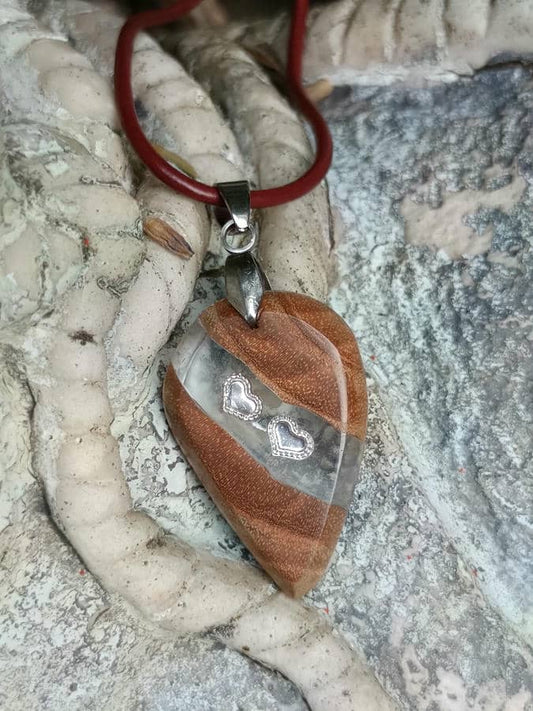 Schmuckanhänger Holzschmuck Harzschmuck Eschenholz
