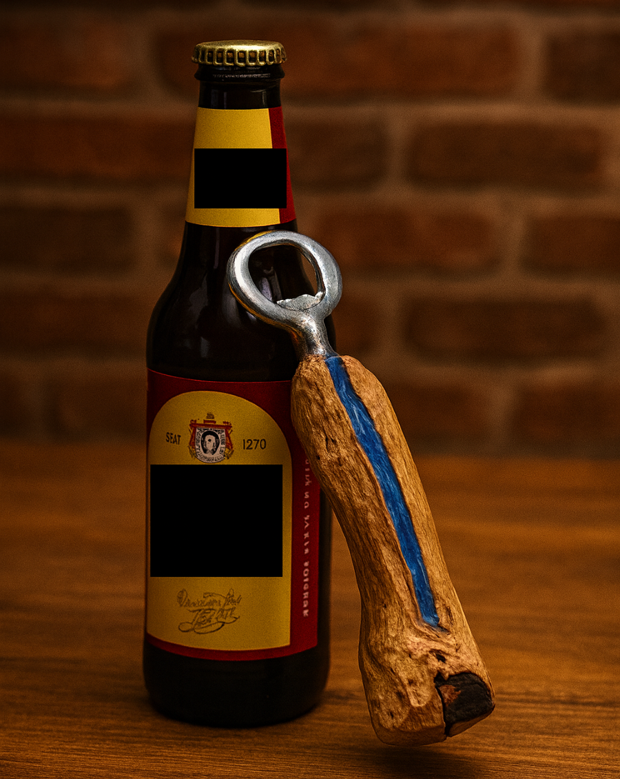 Flaschenöffner Mann Deko Holz Jäger Sammler Weinrebe Geschenk