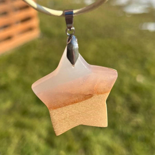 Schmuckanhänger Anhänger Eichenholz Stern Holz Holzanhänger Harz