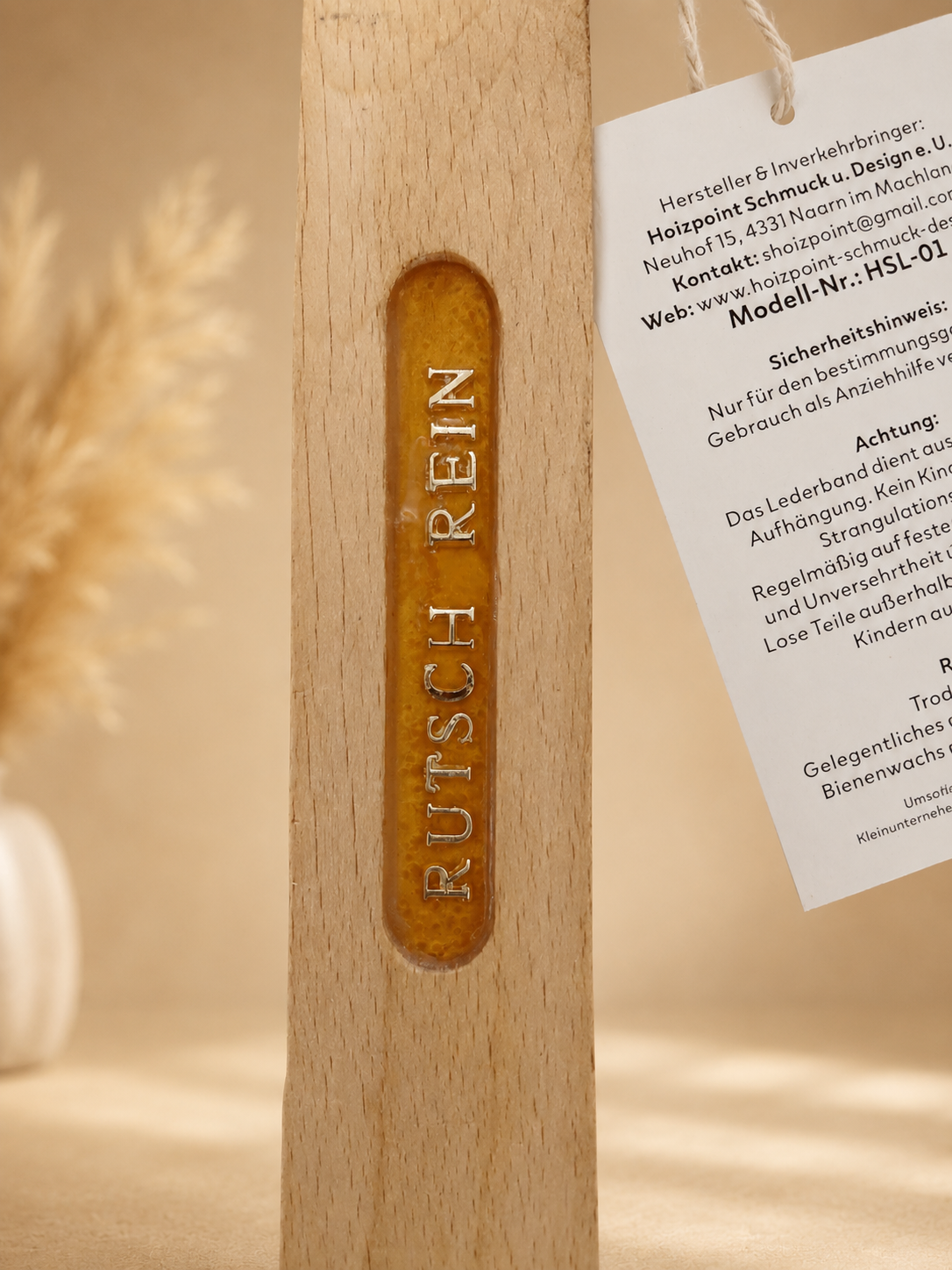 Holzschuhlöffel  "Rutsch rein" mit handgelegtem Harz-Inlay – Handveredelt (Art. 147)