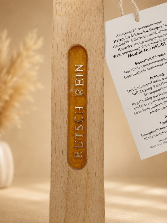 Holzschuhlöffel  "Rutsch rein" mit handgelegtem Harz-Inlay – Handveredelt (Art. 147)